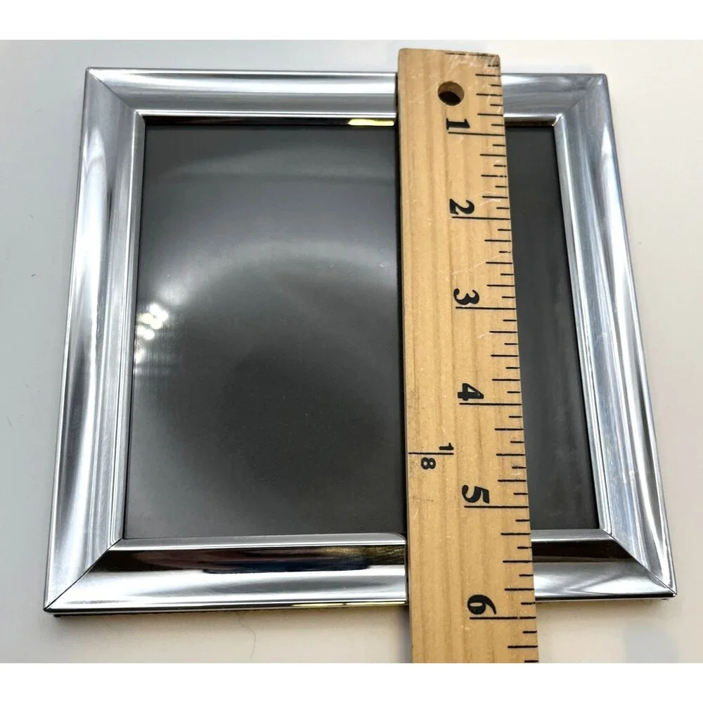 Lot of 2 Burnes of Boston Silver Picture Frames 6x6 Square Chrome Minimalist